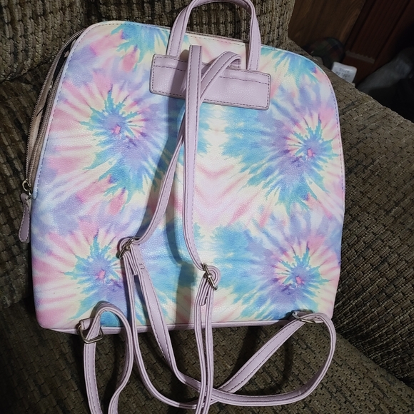 Luv Betsey Johnson Backpack Lillie Rainbow Pastel Tie Dye 11x11x4 Clean - Picture 6 of 9